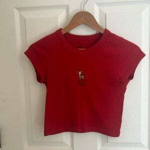 red deer cropped brandy melville tshirt